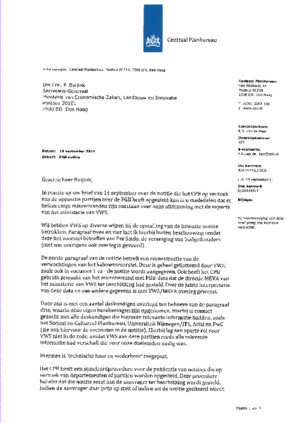 Reactie CPB op brief van de Secretaris-Generaal van het ministerie van EL&I  over de PGB notitie 