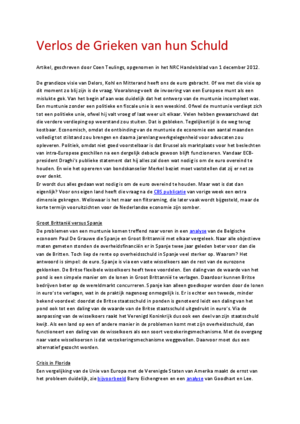 Verlos de Grieken van hun Schuld