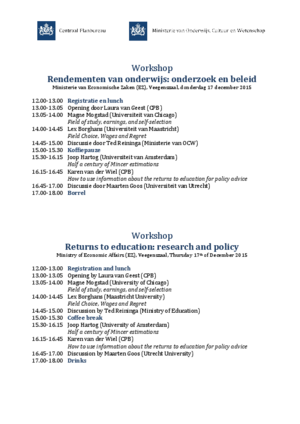 Workshop 'Rendementen van onderwijs: onderzoek en beleid'