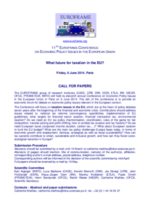 EUROFRAME Conference on Economic Policy Issues in the European Union 