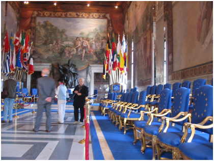 De zaal waarin het verdrag van Rome werd getekend.