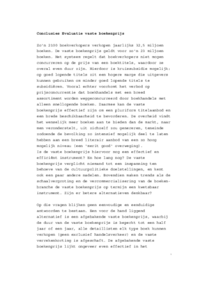 Conclusies Evaluatie vaste boekenprijs