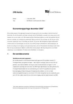 Economierapportage december 2003