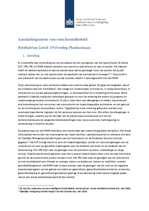 Briefadvies Covid-19 Overleg Planbureaus: Aandachtspunten voor een herstelbeleid