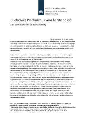 Briefadvies Planbureaus voor herstelbeleid