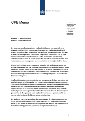 De onafhankelijke positie van het CPB, het CPB Memo