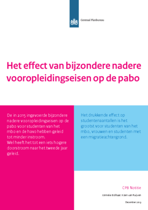 Het effect van bijzondere nadere vooropleidingseisen op de pabo