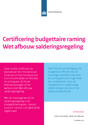 Certificering budgettaire raming Wet afbouw salderingsregeling