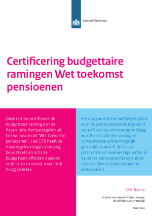 Certificering budgettaire ramingen Wet toekomst pensioenen