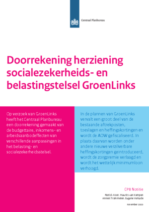 Doorrekening herziening socialezekerheids- en belastingstelsel GroenLinks