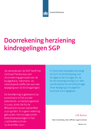 Doorrekening herziening kindregelingen SGP