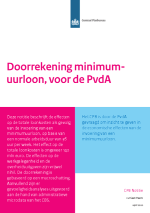 Doorrekening minimumuurloon, voor de PvdA