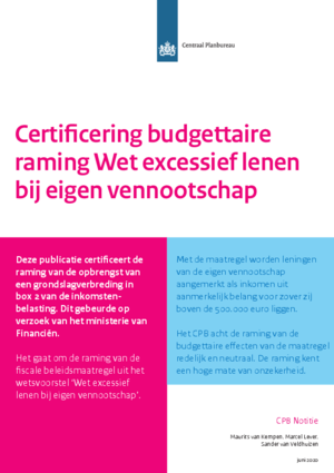 Certificering budgettaire raming Wet excessief lenen bij eigen vennootschap