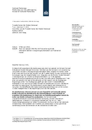 CPB-PBL-SCP Brief Plan van aanpak Verankering Brede Welvaarts-denken in begrotingssystematiek