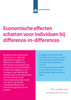 CPB Publicatie Hoe economische effecten te schatten voor individuen bij difference-in-differences