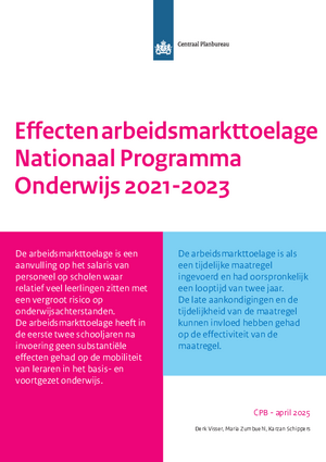 Effecten arbeidsmarkttoelage Nationaal Programma Onderwijs 2021-2023