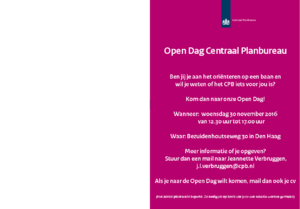Flyer Open Dag Centraal Planbureau