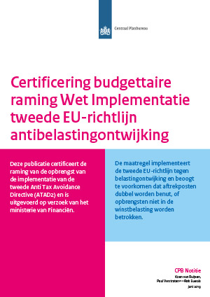 Certificering budgettaire raming Wet Implementatie tweede EU-richtlijn antibelastingontwijking