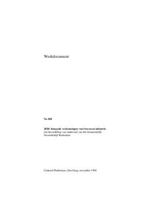 2020: integrale verkenningen voor haven en industrie; een beoordeling van onderzoek van het Gemeentelijk Havenbedrijf Rotterdam