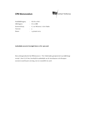 Aanbodzijde economie Verenigde Staten en EU, 1970-2006