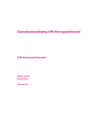 Gebruikershandleiding CPB Woningmarktmodel