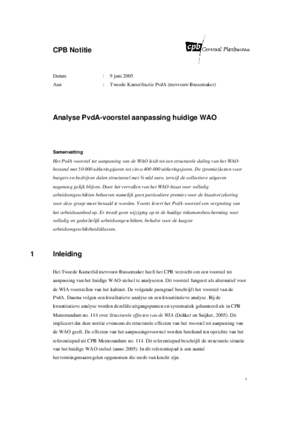 Analyse PvdA-voorstel aanpassing huidige WAO