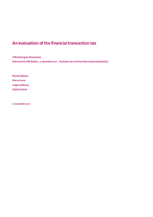 Een evaluatie van de financiële transactiebelasting, achtergronddocument