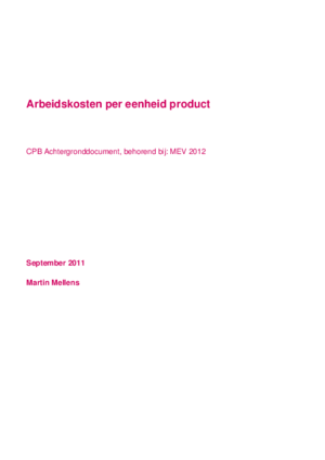 Arbeidskosten per eenheid product (MEV 2012)