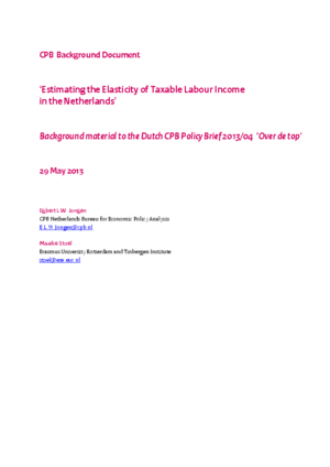 Estimating the Elasticity of Taxable Labour Income in the Netherlands