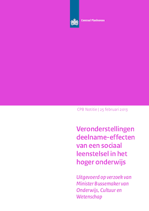 Veronderstellingen deelname-effecten van een sociaal leenstelsel in het hoger onderwijs