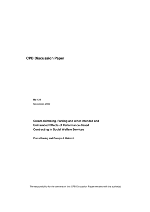 Cream-skimming, parking and other intended and unintended effects of performance-based contracting in social welfare services