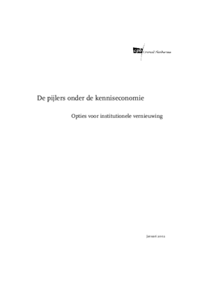 De pijlers onder de kenniseconomie; opties voor institutionele vernieuwing