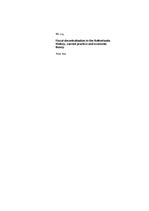Fiscal decentralisation in the Netherlands: history, current practice and economic theory