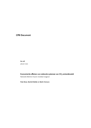 Economische effecten van nationale systemen van CO2-emissiehandel: nationale dilemma's bij een mondiaal vraagstuk