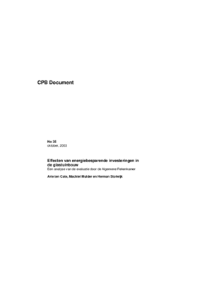 Effects of energy-saving investments in horticulture under glass; analysing the evaluation by the Court of Audit