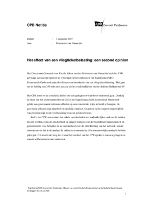 Het effect van een vliegticketbelasting: een second opinion
