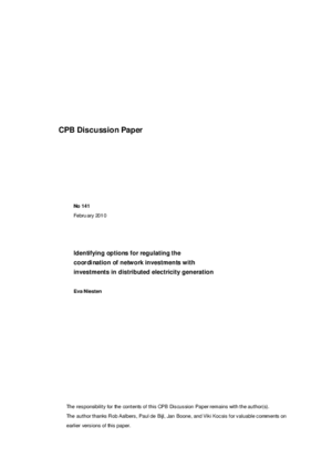 Identifying options for regulating the coordination of network investments with investments in distributed electricity generatio