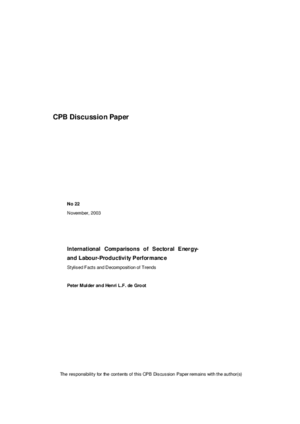 International comparison of sectoral energy- and labour-productivity performance; stylised facts and decomposition of trends