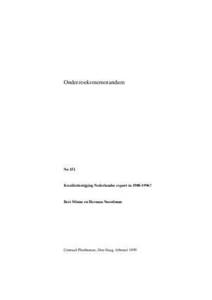 Kwaliteitsstijging Nederlandse export in 1988-1996?