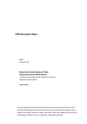 Measuring the effectiveness of Public Employment Service (PES) workers; an empirical analysis based on the performance outcomes of regional employment offices