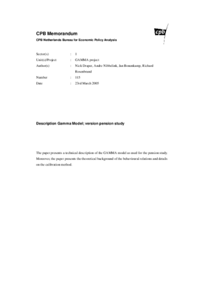 De beschrijving van het GAMMA-model: de versie van de pensioenstudie