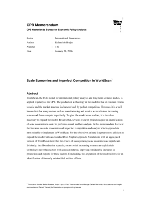 Scale Economies and Imperfect Competition in WorldScan