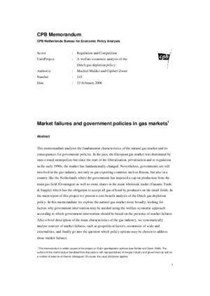 Market failures and government policies in gas markets