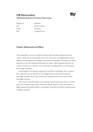 Clusters: Determinants and Effects