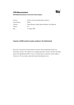 Towards a DSGE model for policy analysis in the Netherlands