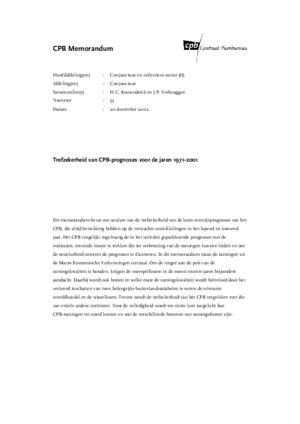 Trefzekerheid van CPB-prognoses voor de jaren 1971-2001 - december 2002