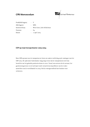 CEP-op-maat transportsector 2003-2004