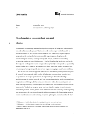 Nieuw budgettair en economisch beeld 2003-2006