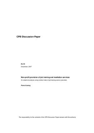 Non-profit provision of job training and mediation services; an empirical analysis using contract data of job training service providers