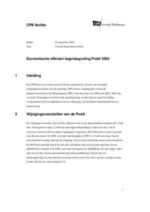 Economische effecten tegenbegroting PvdA 2005